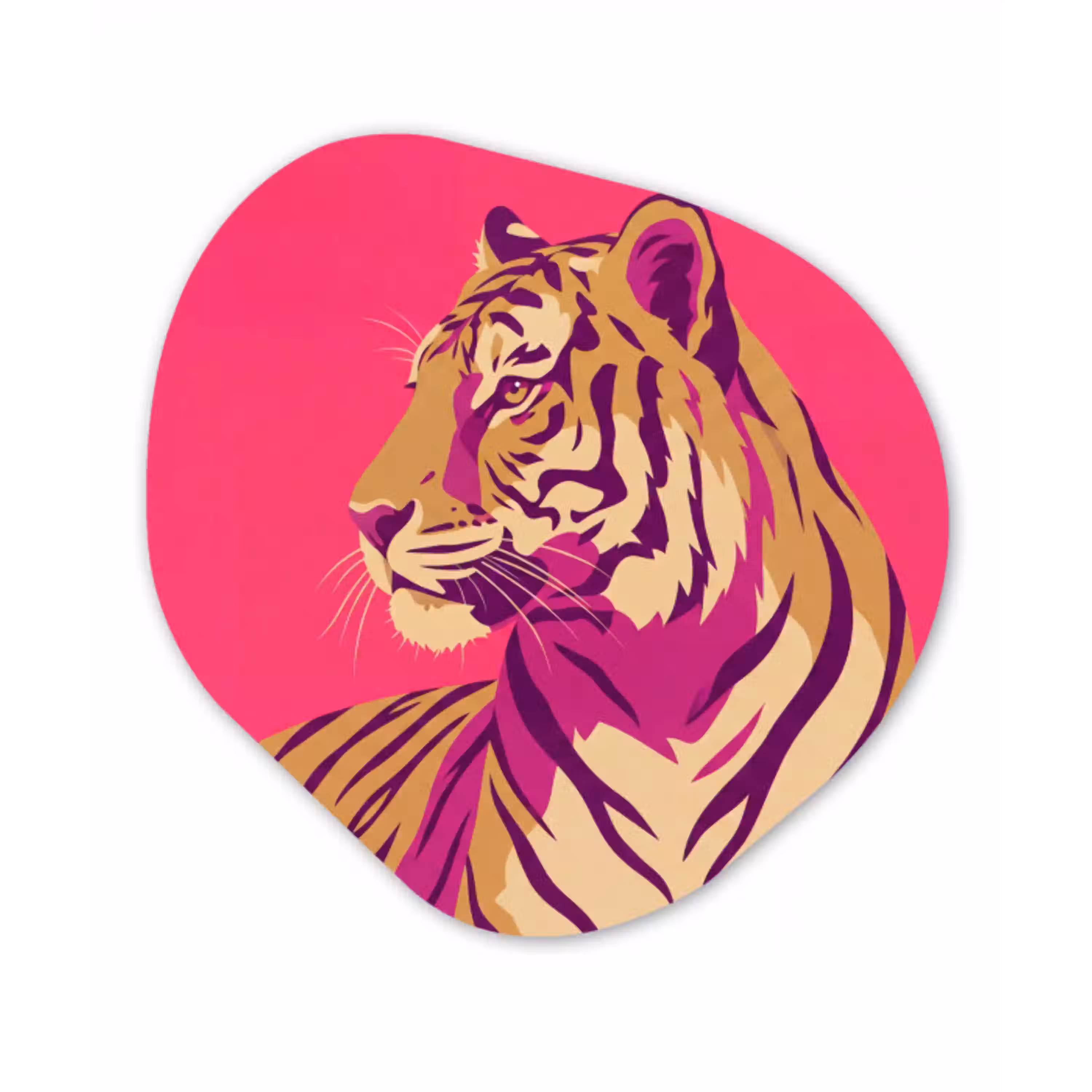 Tijger - Modern - Neon Wandcirkel Organisch Aluminium middel -3d