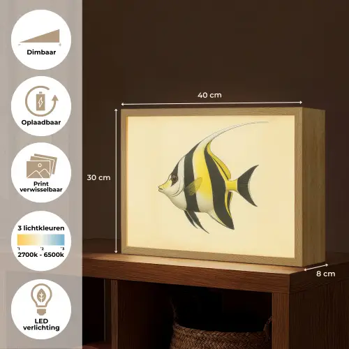 Vis - Sierlijk - Rugvin - Geel Light Box met batterij (Wandlamp) middel -USP_websiteoverzichtNL