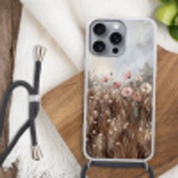 Bloemen - Botanisch - Schilderij - Pastel - Rustiek Hoesje iPhone 16 Pro Max met koord klein -sfeer4