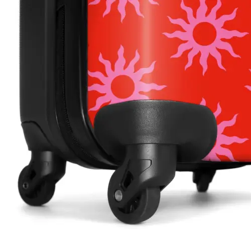 Patronen - Zonnestralenpatroon op felrode achtergrond NBS - Handbagage koffer - Kinderen Unisex middel -wiel