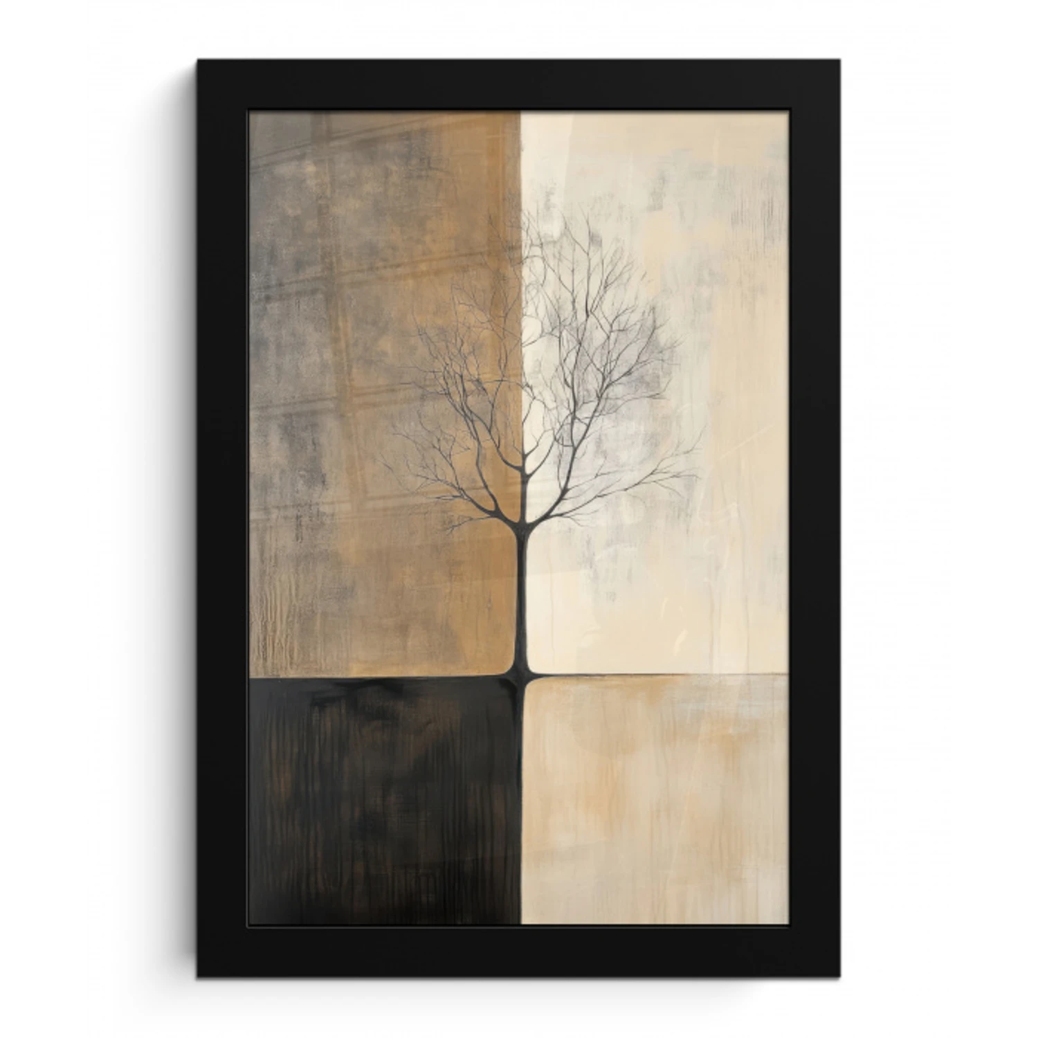 Boom - Vlakken - Takken - Kleurverloop fotolijst zwart zonder passe partout klein -3d