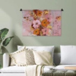 Schilderij - Bloemen - Rustiek - Roze Wandkleed katoen klein -sfeer7