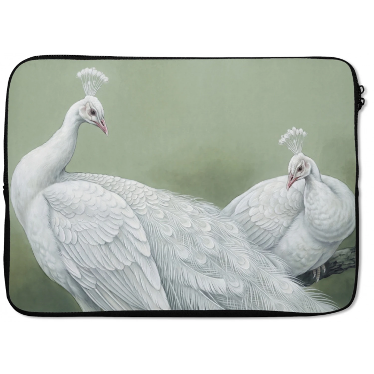 Pauwen - Wit - Natuur - Groen laptophoes neopreen klein -zkaufland3dotto