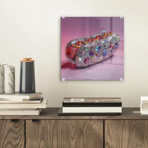 Hotdog - Steentjes - Glitters - Paars plexiglas 5mm klein -sfeer1