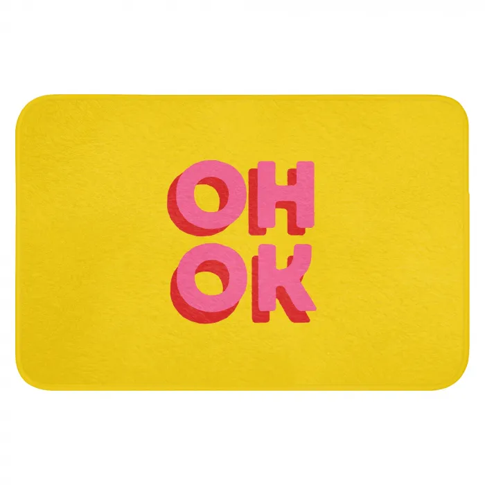 Oh ok - 3D - Geel - Roze Badmat klein -3d