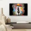 Meisje - Kunst - Paraplu - Graffiti - Kleuren - Muur canvas 2cm klein -sfeer6