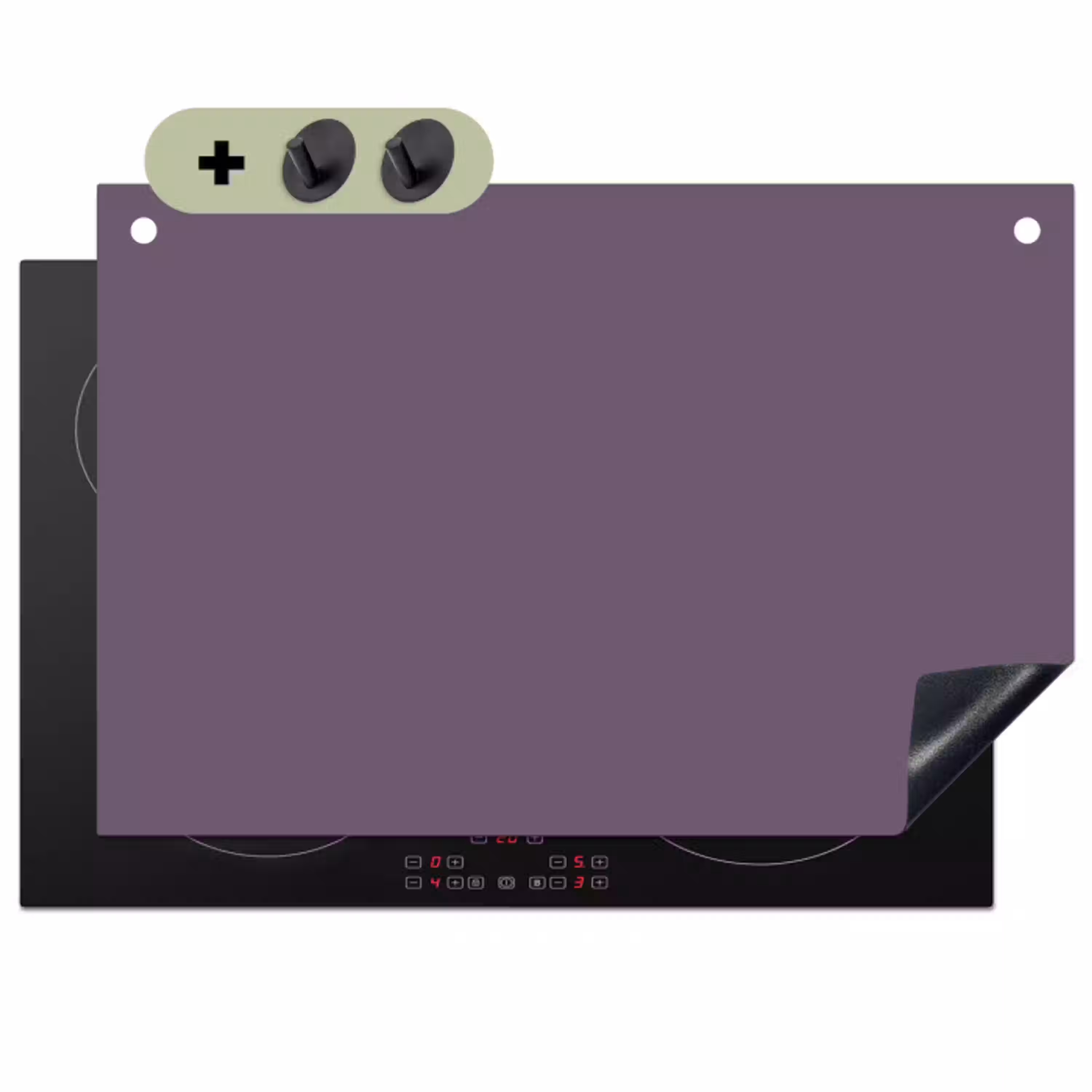Velvet - Aubergine - Paars Inductie beschemer met haakjes klein 777 -3d