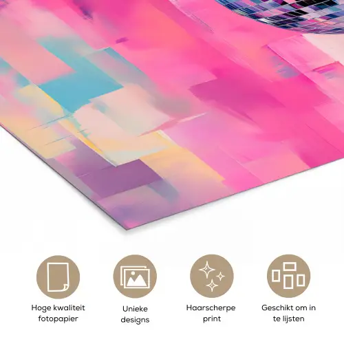 Discobal - Pink - Verf poster papier klein -closeup_NL