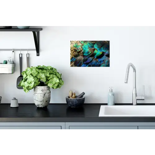 Veren - Pauwveren - Pauw Muursticker klein -keuken