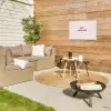 Focus on the good - Strepen - Roze - Smiley Tuinposter op houten frame 2 cm dik klein -sfeer2