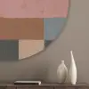 Illustratie - Vogel - Vlakken - Kleurrijk Akoestische PET Vilt - Rond klein -sfeer5_closeup
