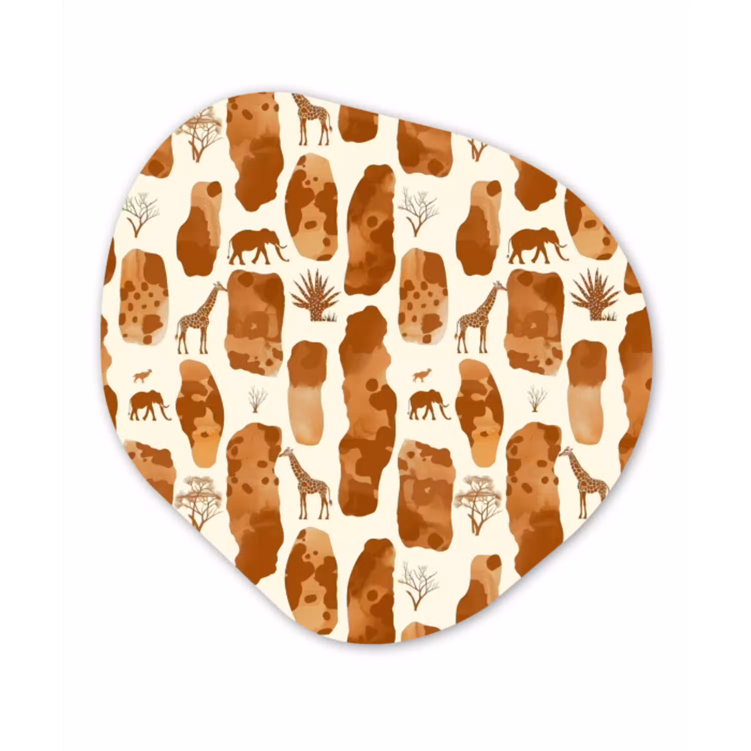 Terracotta - Safari - Dieren - Patroon Wandcirkel Organisch Forex 3mm klein 629 -3d