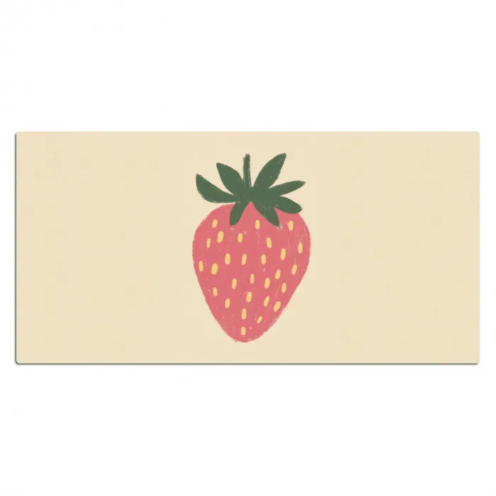 Aardbei - Minimalistisch - Rood - Fruit Muismat XXL klein -3d_leeg