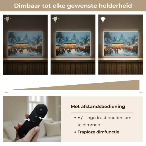 Winterkermis - Dorp - Kleurrijk Light Box met batterij (Wandlamp) middel -USP_dimbaarNL