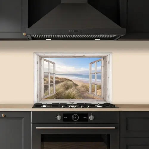 Doorkijk - Zee - Strand - Duinen keuken achterwand spatscherm klein -sfeer1