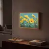 Penseelstreken - Bloemen - Felgeel - Abstract Light Box met batterij (Wandlamp) middel -sfeer1