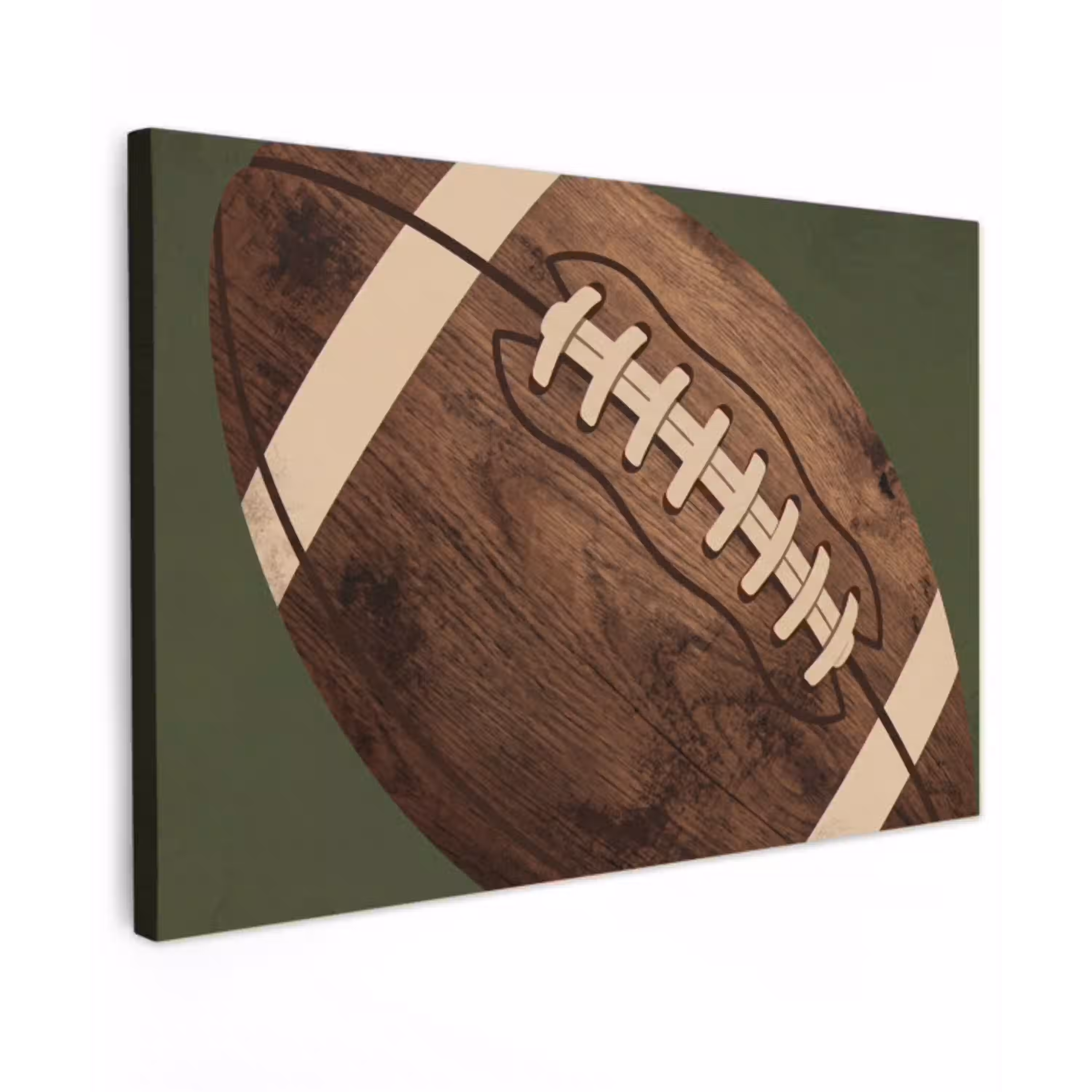Football - Hout - Sport - Groen Tuinposter op houten frame 2 cm dik klein -3d
