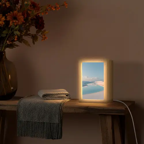 Duinen - Waterplas - Oneindige rust Light Box met kabel (Tafellamp) klein -sfeer4