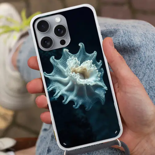 Zeewezen - Wit - Golven - Water Hoesje iPhone 16 Pro Max met koord klein -sfeer3