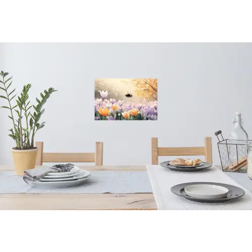 Viooltjes - bij - Zonlicht Muursticker klein -eettafel