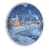 Winteravond - Kerstdorp - Donker Akoestische PET Vilt - Rond klein -3d