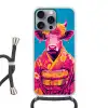 Koe - Bloemenkrans - Oorhangers - Kimono Hoesje iPhone 16 Pro Max met koord klein -3d
