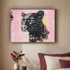 Zwart - Panter - Roze - Abstract Textielframe zwart klein -sfeer1