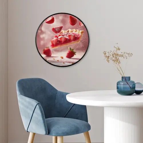 Aardbei - Taart- Eten - Roze Fotolijst rond zonder passe partout klein -sfeer2