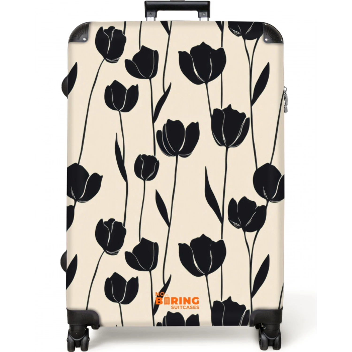 Tulpen - Patroon - Zwart NBS - Large koffer - Volwassenen Unisex groot -zzzzzzzzkaufland2