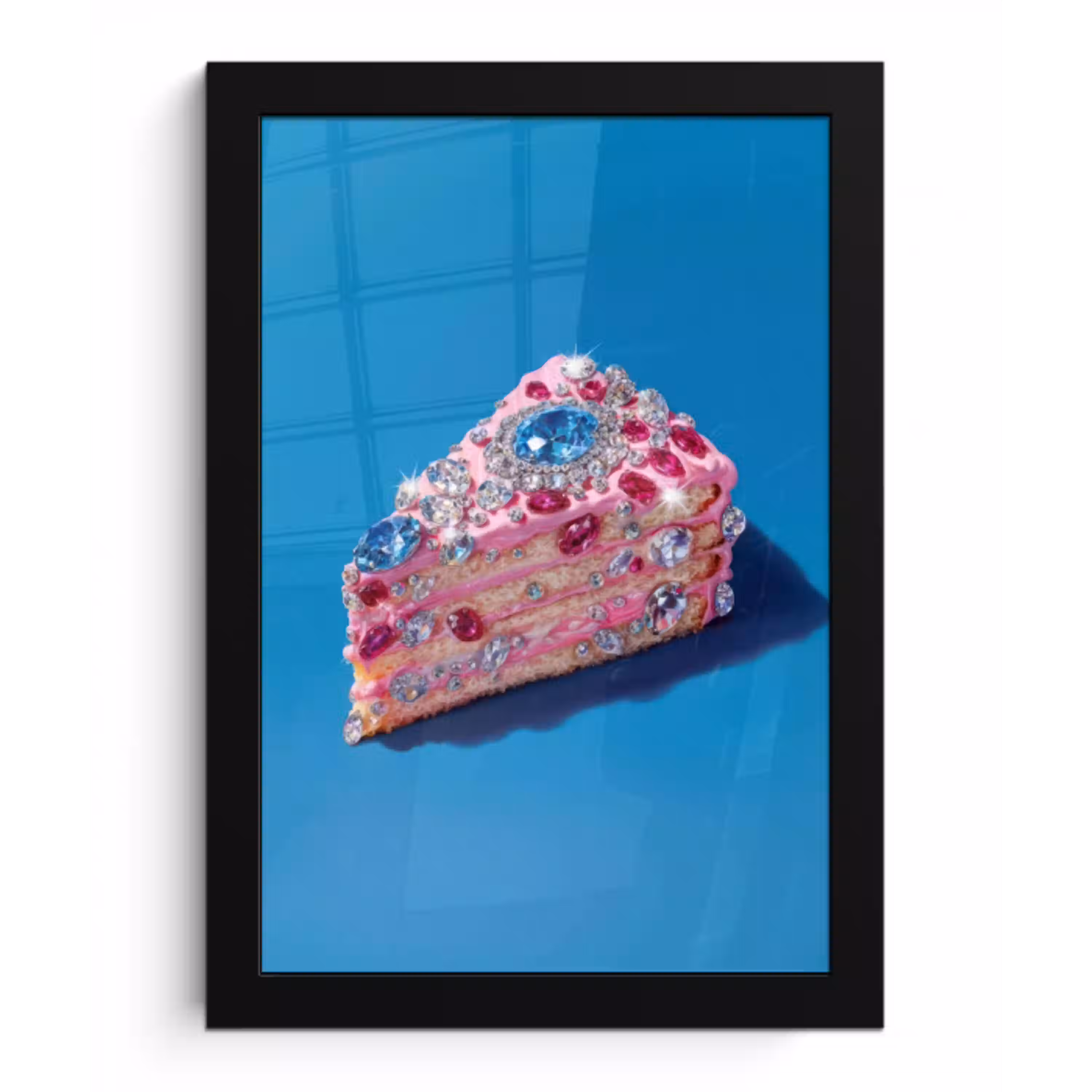 Taart - Edelstenen - Glitters - Roze fotolijst zwart zonder passe partout klein -3d