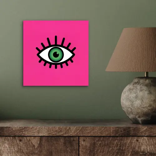 Minimalistisch - Oog - Roze aluminium wit klein -sfeer2