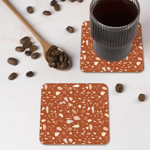 Terrazzo - Patroon - Klei onderzetter kurk middel 366 -sfeer2