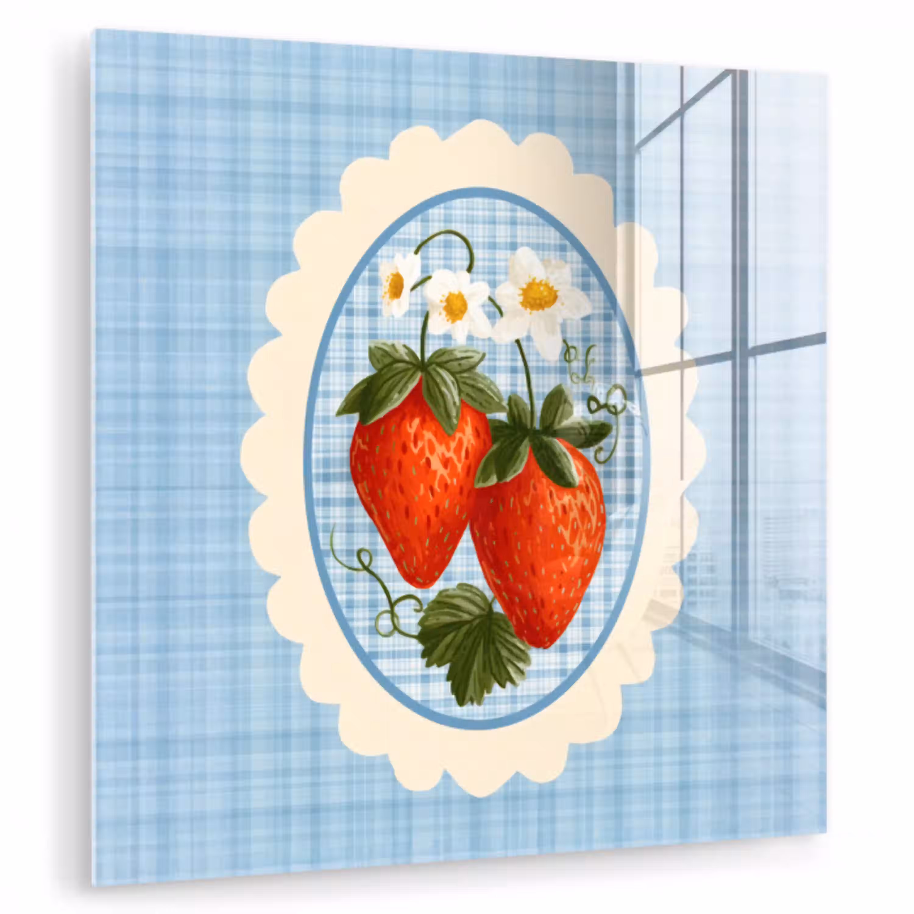 Aardbeien - Lijst - Rood - Geruit plexiglas 5mm klein -zzzproduct_nieuw