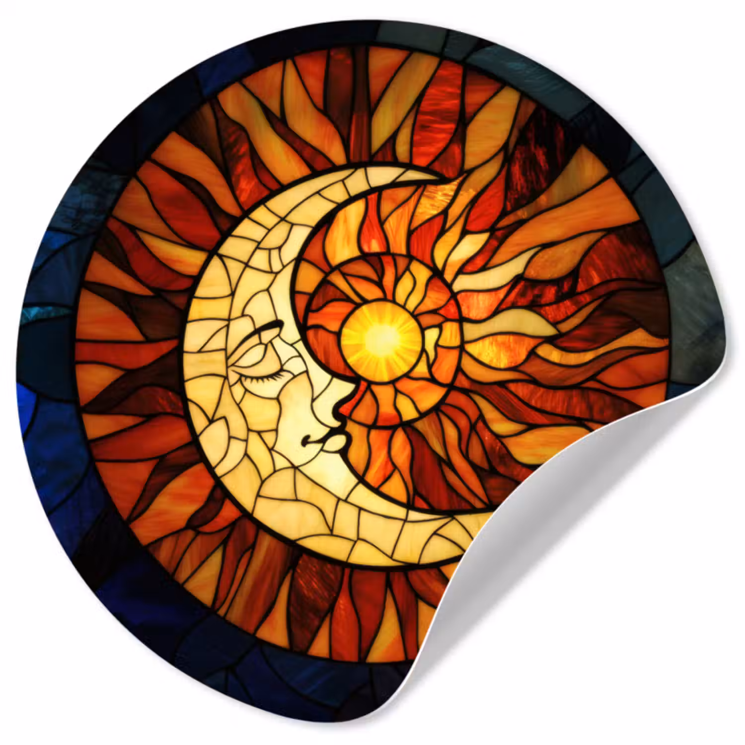 Behangcirkel - Mozaïek - Glas - Maan - Donkerblauw