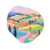 Landschap - Paars - Pastel - Huizen Wandcirkel Organisch Plexiglas middel -3d