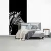 Zebra - Zwart - Wit - Portret - Dieren fotobehang vinyl groot -slaapkamer