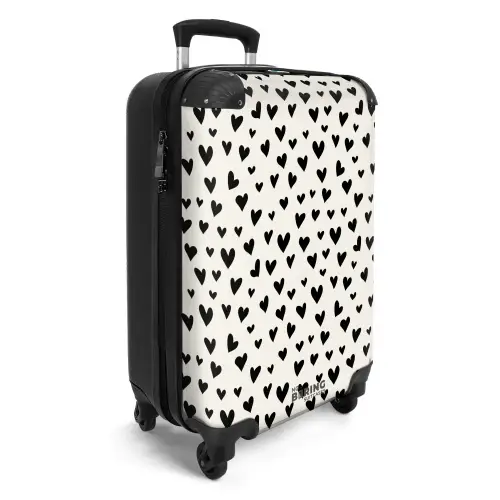 Valentijn harten patroon zwart NBS - Handbagage koffer - Kinderen Unisex middel -productfoto_3d
