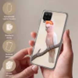 Papagaai - Tak - Roze Telefoonhoesje Samsung Galaxy A12 klein -sfeer3_NL