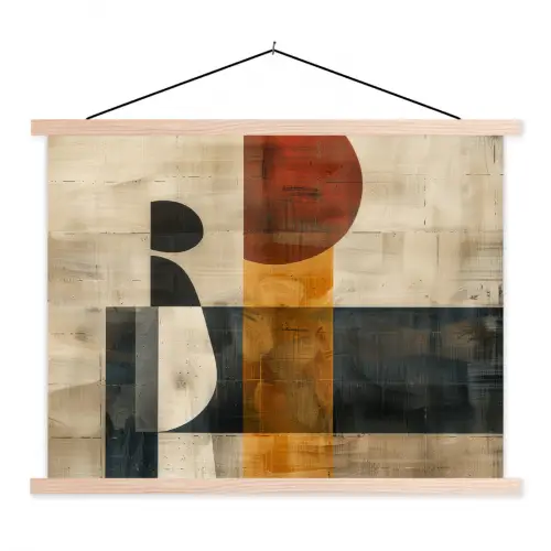 Modern - Kunst - Beige - Industrieel textielposter latten blank klein -3d