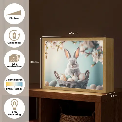 Konijn - Eieren - Mand Light Box met batterij (Wandlamp) middel -USP_websiteoverzichtNL