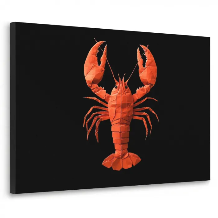 Kreeft - Papier - Origami papier - Rood Textielframe - compleet frame klein -3d