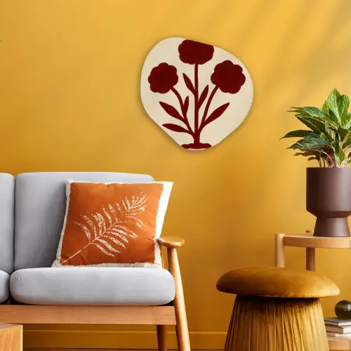 Bloemen - Bladeren - Rood - Minimalistisch Wandcirkel Organisch Forex 3mm klein -sfeer4