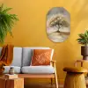 Schilderij - Boom - Abstract - Bladeren Wandcirkel Ovaal Forex klein -sfeer4