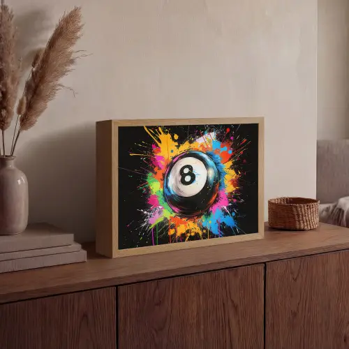 Graffiti - Sport - Pool bal - Biljart Light Box met batterij (Wandlamp) middel -sfeer2