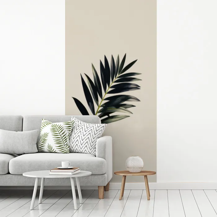 Palmblad - Subtiel - Groen - beige fotobehang vinyl groot -woonkamer
