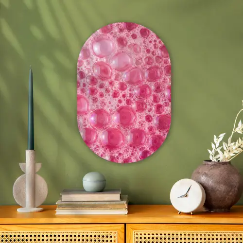 Roze - Schuim - Bubbels Wandcirkel Ovaal Forex klein -sfeer2