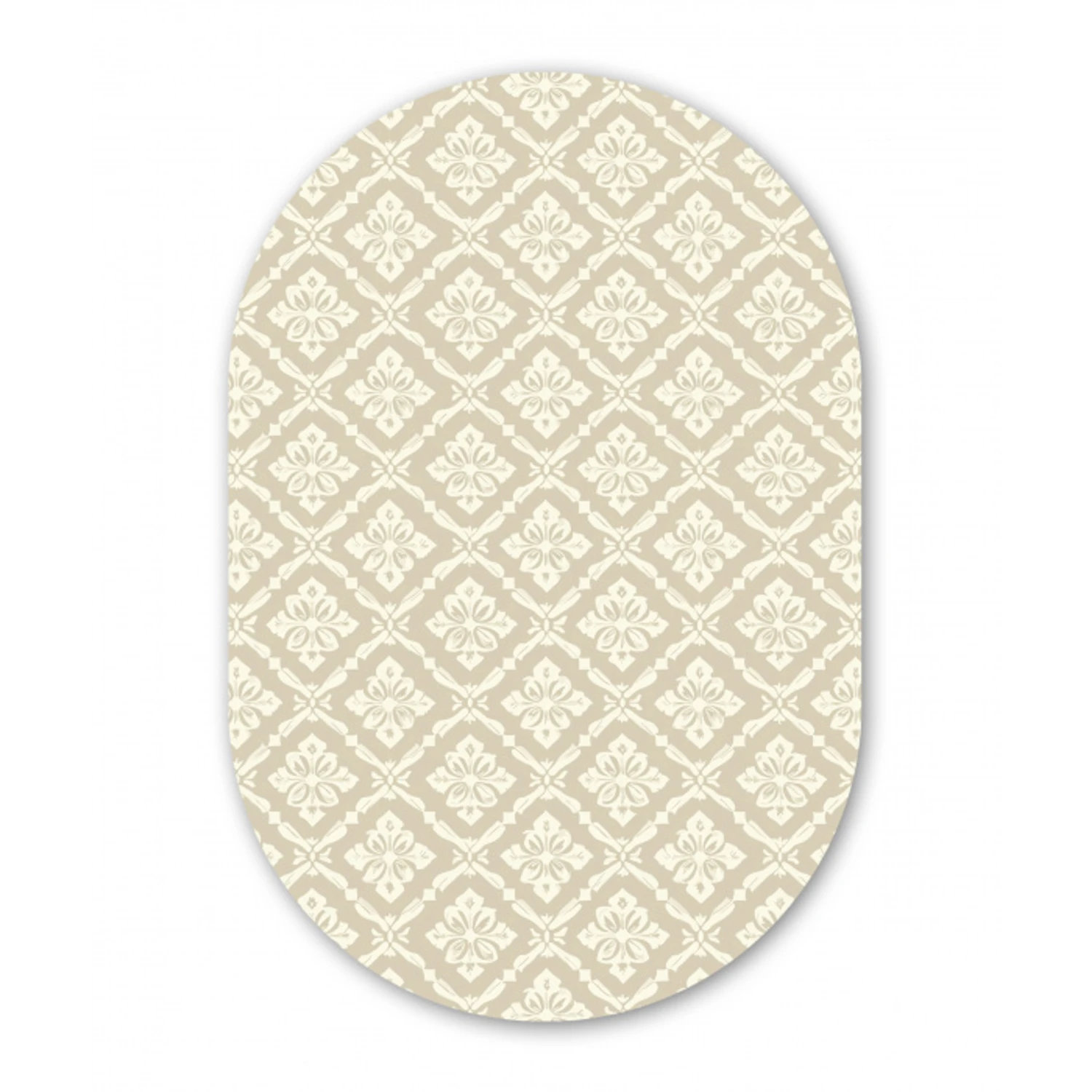 Floraal - Ornament - Beige Wandcirkel Ovaal Aluminium middel 839 -3d