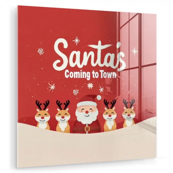 Illustratie - Kerstman - Rendieren - Rood plexiglas 5mm klein -zzzproduct_nieuw