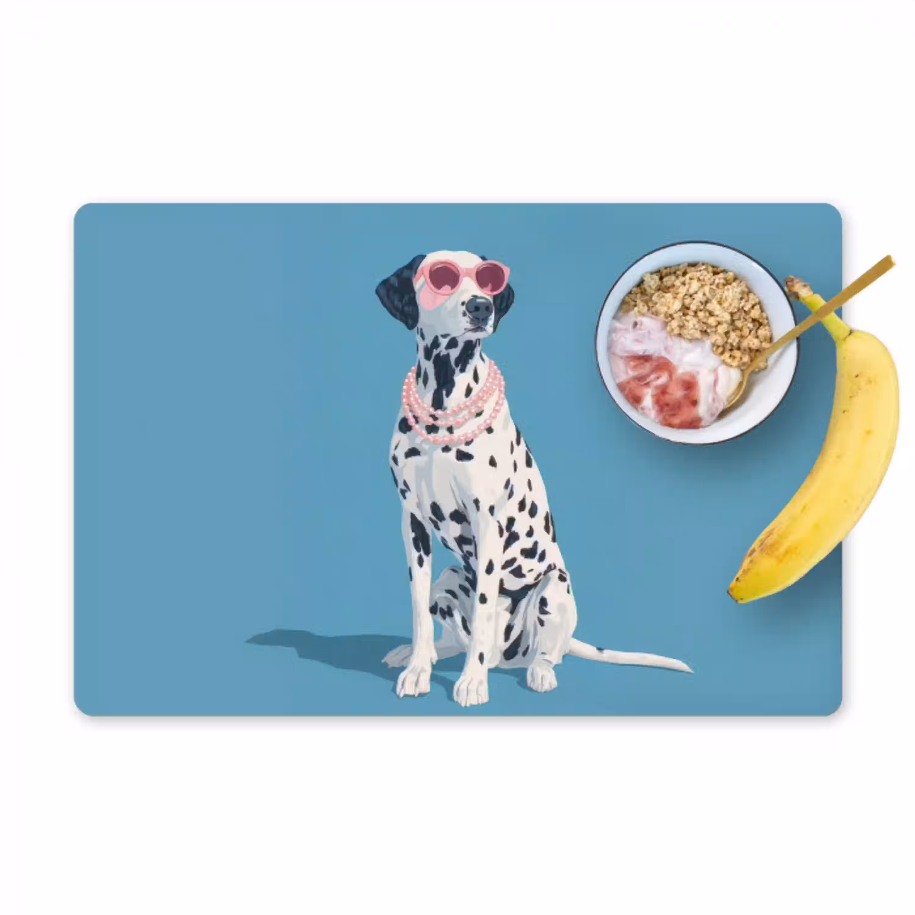 Dalmatiër - Zonnebril - Blauw Placemat vinyl groot -zzzproduct_Kitchenyeah-website