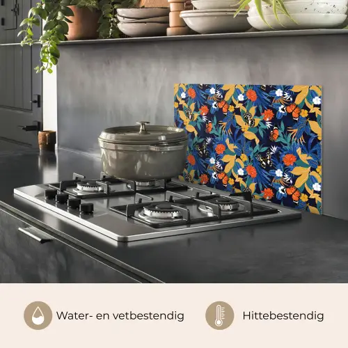 Zomer - Vlinder - Marineblauw - Blauw keuken achterwand spatscherm klein 900 -usp_NL